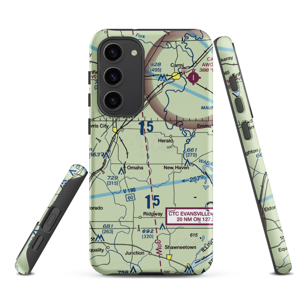 Sutton Airport (2IL5) VFR Sectional Samsung Phone Case Samsung Galaxy S23 Plus model shown