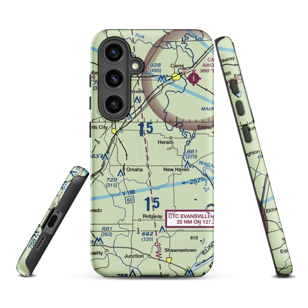 Sutton Airport (2IL5) VFR Sectional Samsung Phone Case Samsung Galaxy S24 Plus model shown