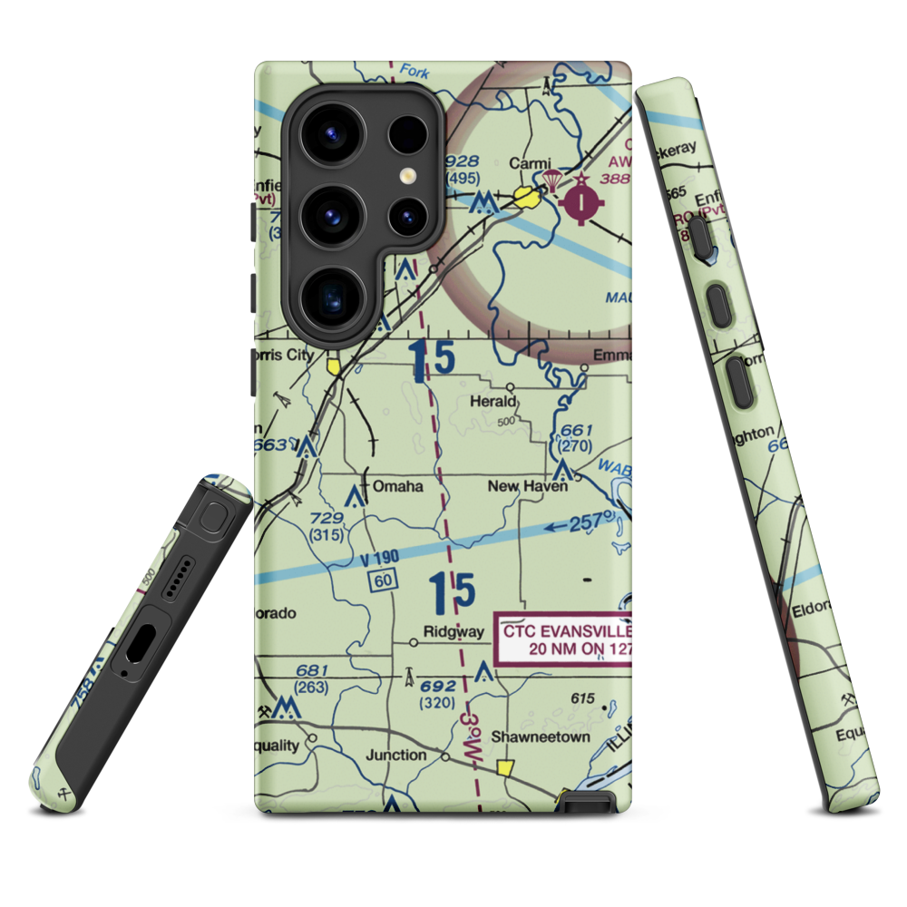 Sutton Airport (2IL5) VFR Sectional Samsung Phone Case Samsung Galaxy S24 Ultra model shown