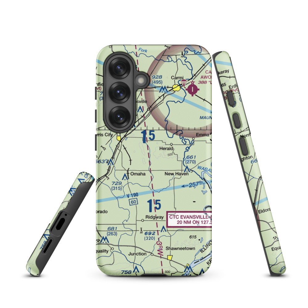 Sutton Airport (2IL5) VFR Sectional Samsung Phone Case Samsung Galaxy S25 model shown