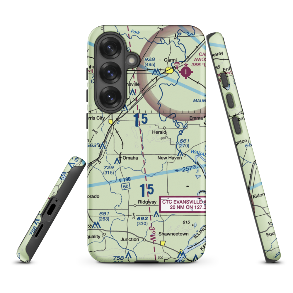 Sutton Airport (2IL5) VFR Sectional Samsung Phone Case Samsung Galaxy S25 Plus model shown