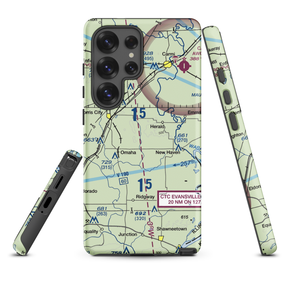 Sutton Airport (2IL5) VFR Sectional Samsung Phone Case Samsung Galaxy S25 Ultra model shown
