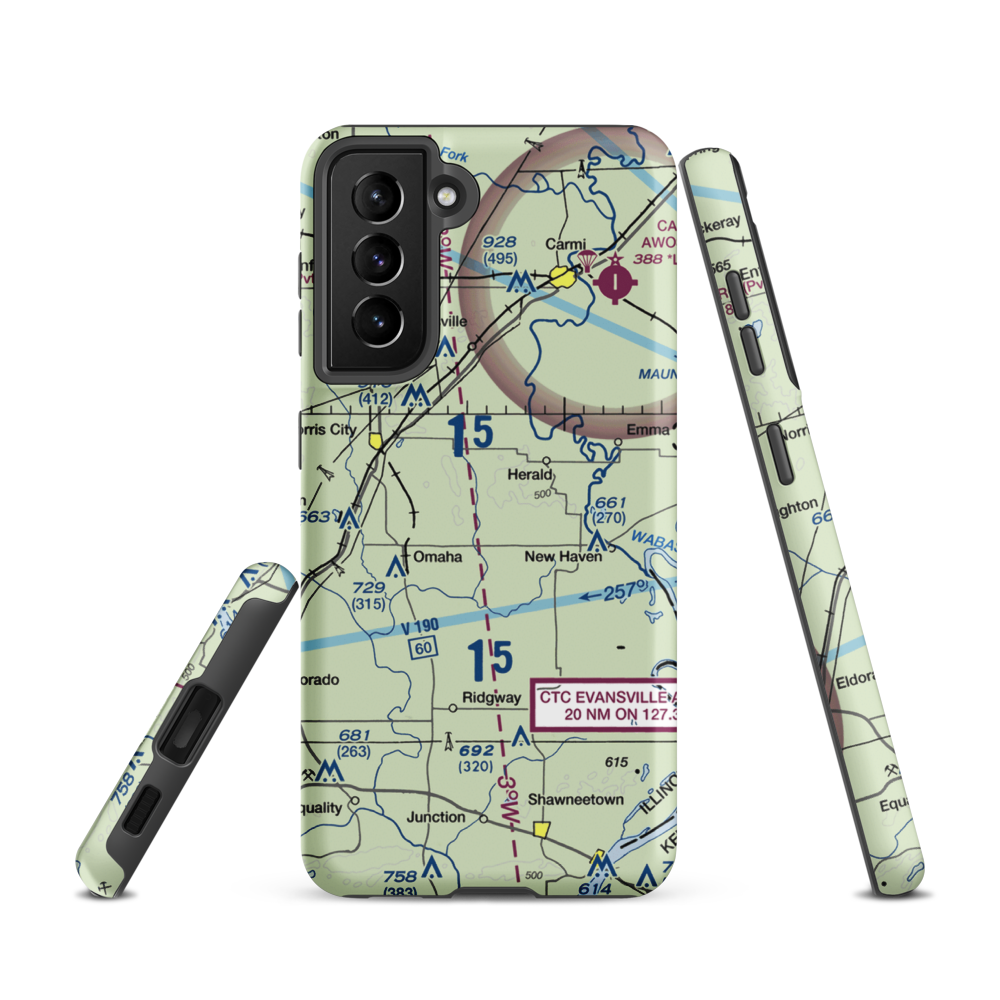 Sutton Airport (2IL5) VFR Sectional Samsung Phone Case Samsung Galaxy S21 model shown