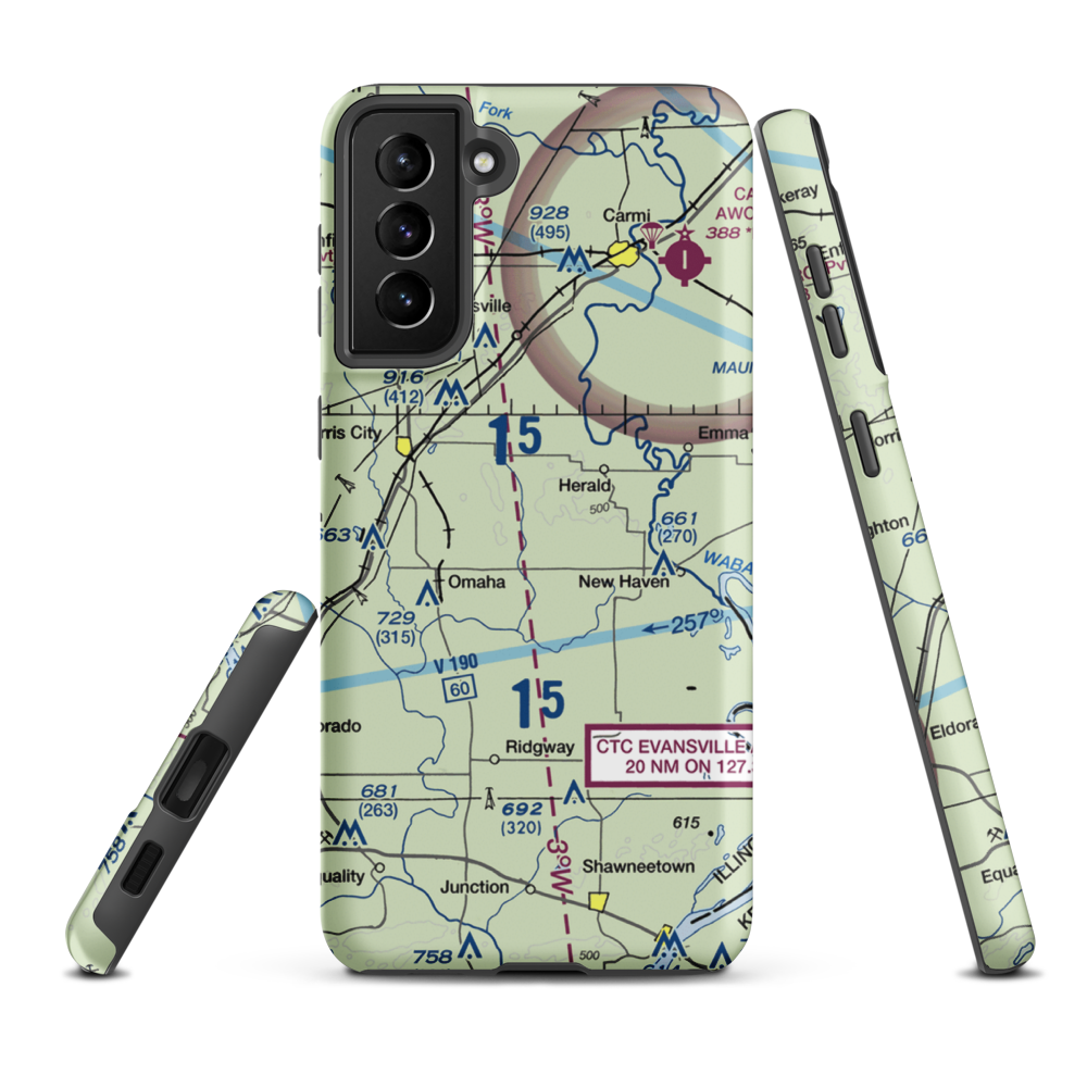 Sutton Airport (2IL5) VFR Sectional Samsung Phone Case Samsung Galaxy S21 Plus model shown