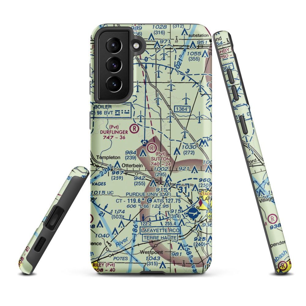 Sutton Airport (IN00) VFR Sectional Samsung Phone Case Samsung Galaxy S21 Plus model shown