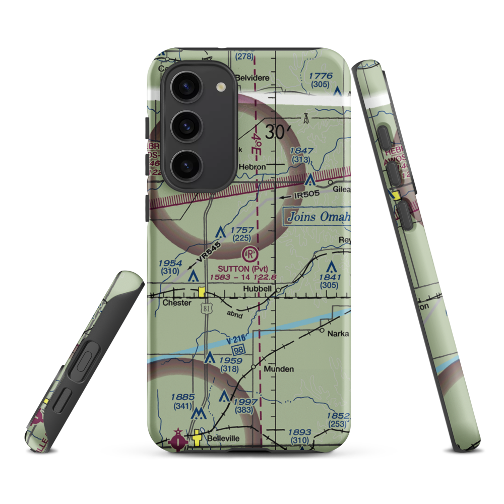 Sutton Airport (NE35) VFR Sectional Samsung Phone Case Samsung Galaxy S23 Plus model shown