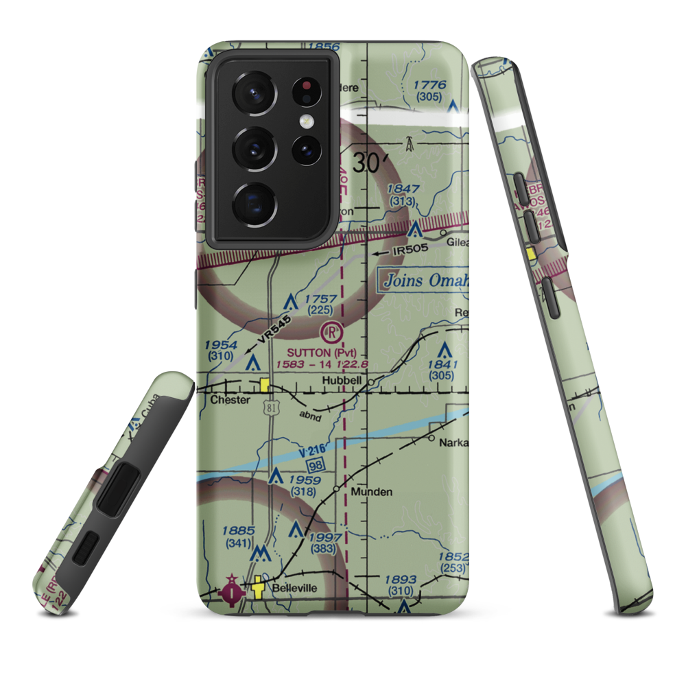 Sutton Airport (NE35) VFR Sectional Samsung Phone Case Samsung Galaxy S21 Ultra model shown