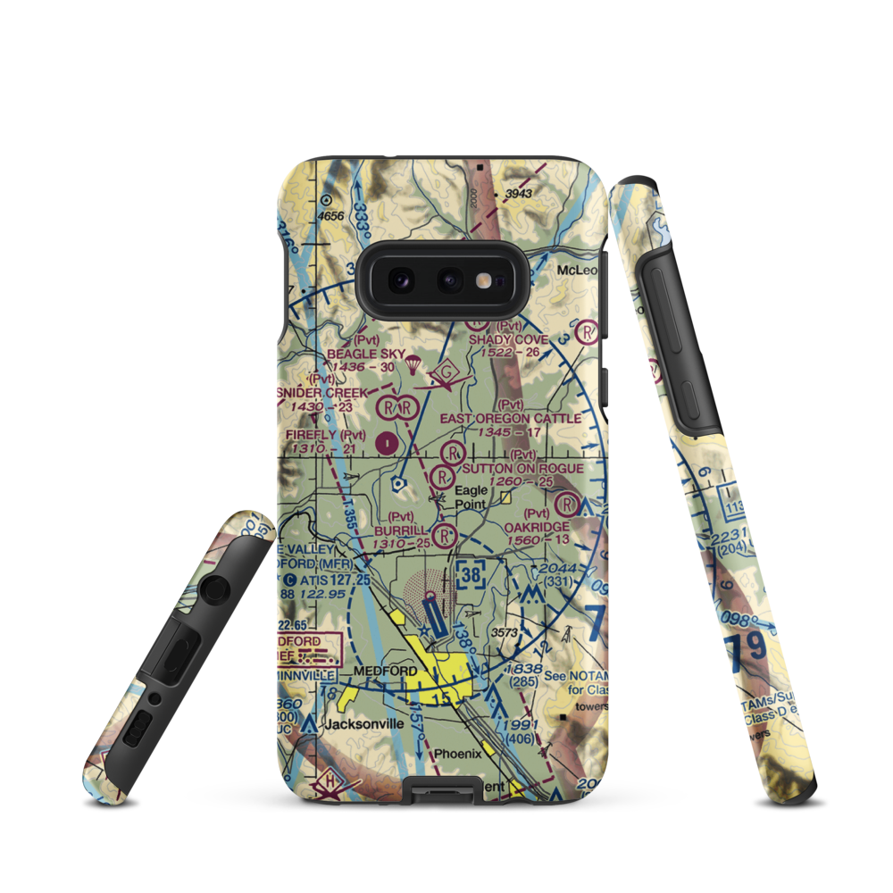 Sutton on Rogue Airport (0OR8) VFR Sectional Samsung Phone Case Samsung Galaxy S10e model shown