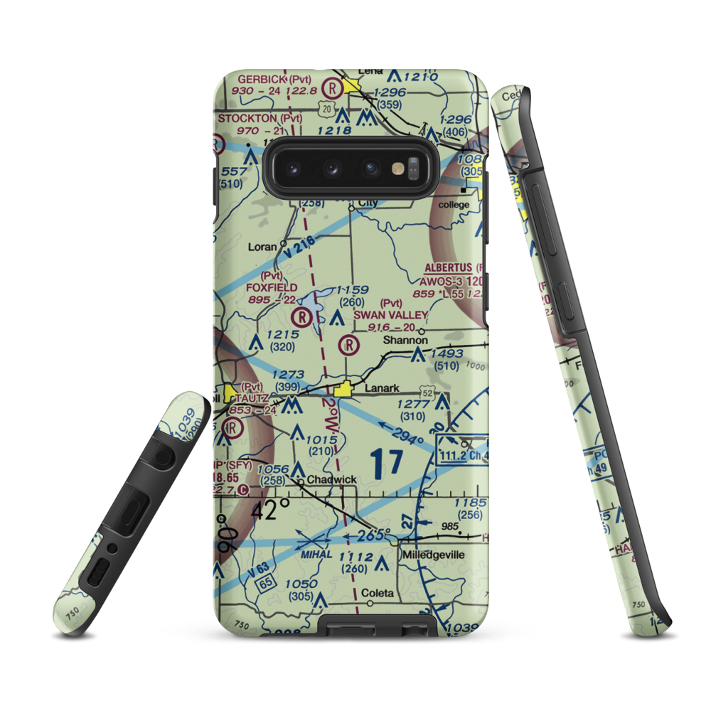 Swan Valley Farm Airport (1IS4) VFR Sectional Samsung Phone Case Samsung Galaxy S10 Plus model shown