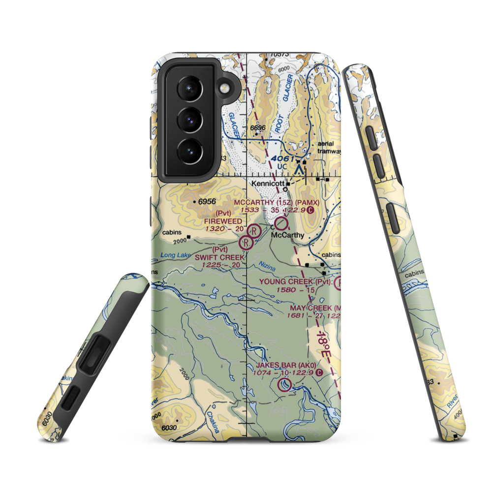 Swift Creek Airport (AK31) VFR Sectional Samsung Phone Case Samsung Galaxy S21 FE model shown