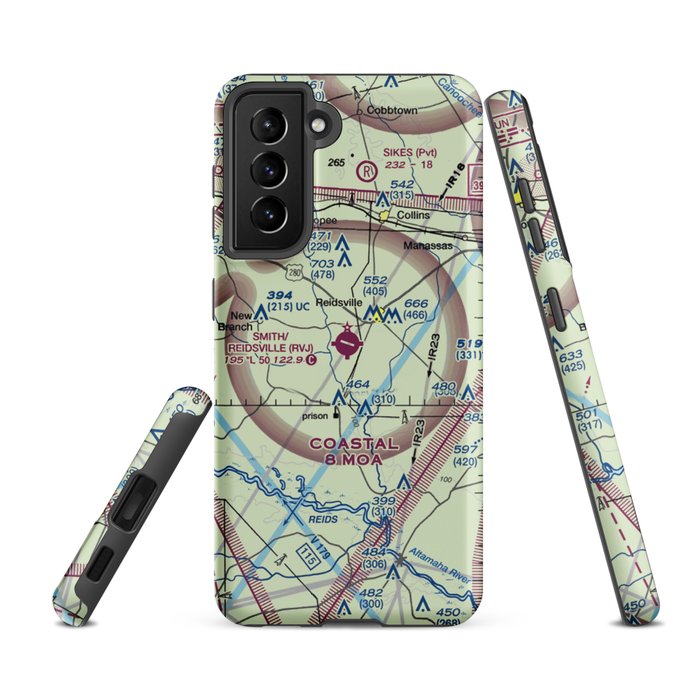 Swinton Smith Field at Reidsville Municipal Airport (RVJ) VFR Sectional Samsung Phone Case Samsung Galaxy S21 FE model shown