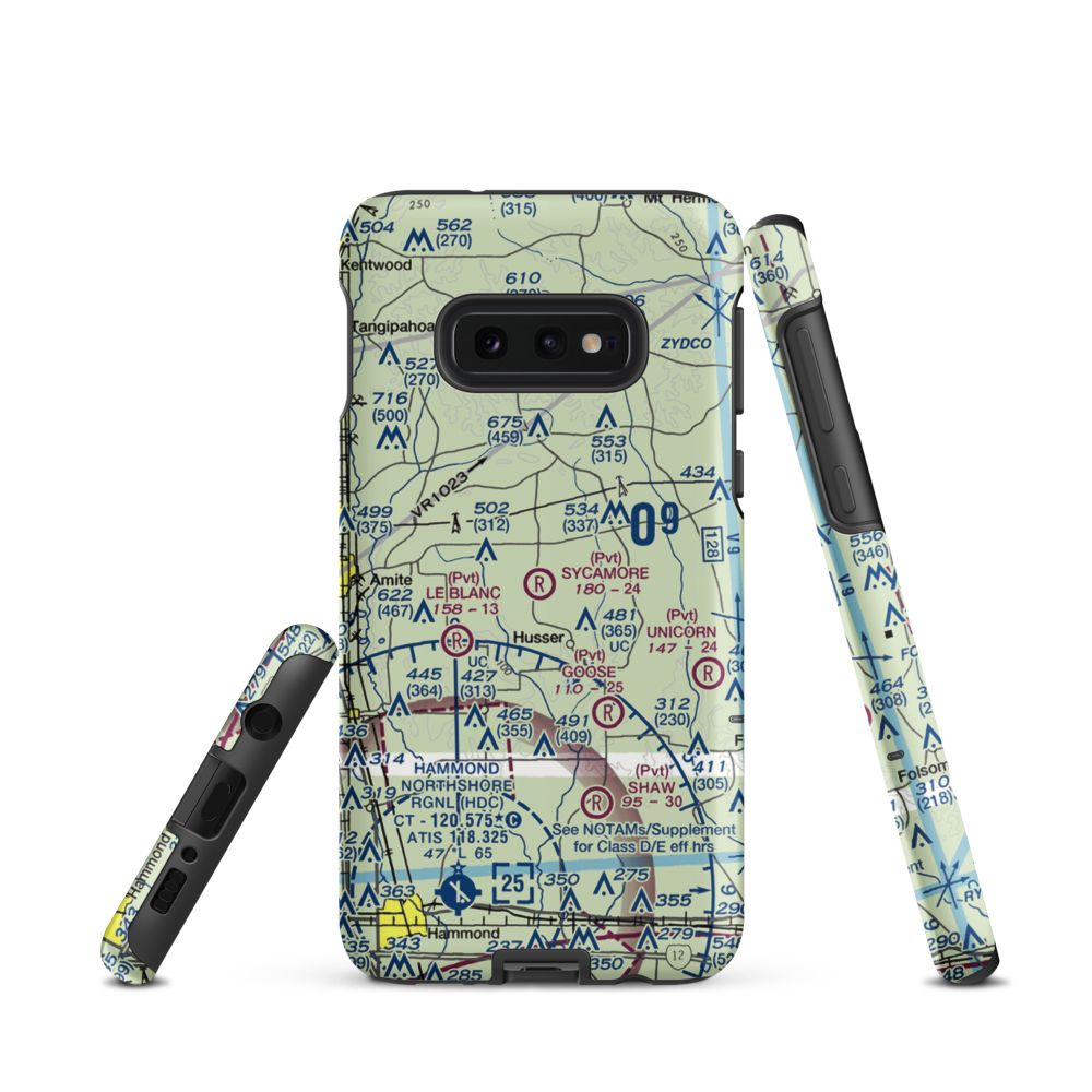 Sycamore Airport (LA79) VFR Sectional Samsung Phone Case Samsung Galaxy S10e model shown