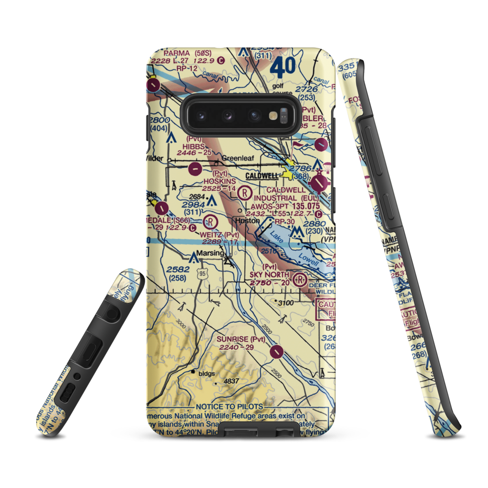 Symms Airport (08ID) VFR Sectional Samsung Phone Case Samsung Galaxy S10 Plus model shown