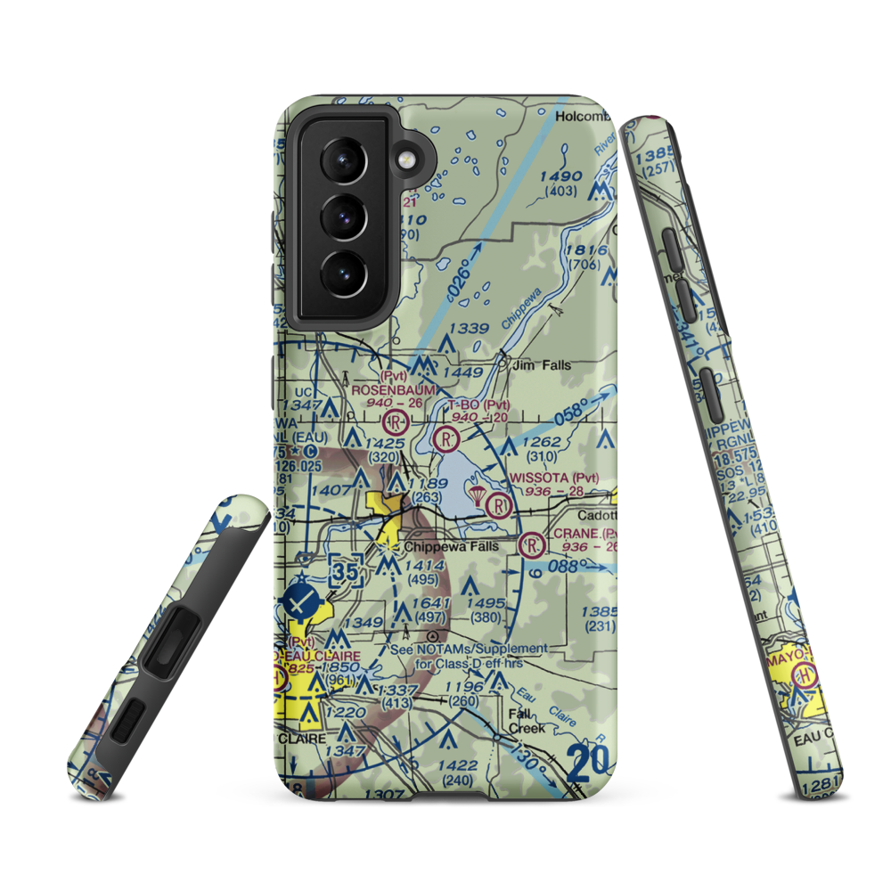 T-Bo Field Airport (WI32) VFR Sectional Samsung Phone Case Samsung Galaxy S21 FE model shown