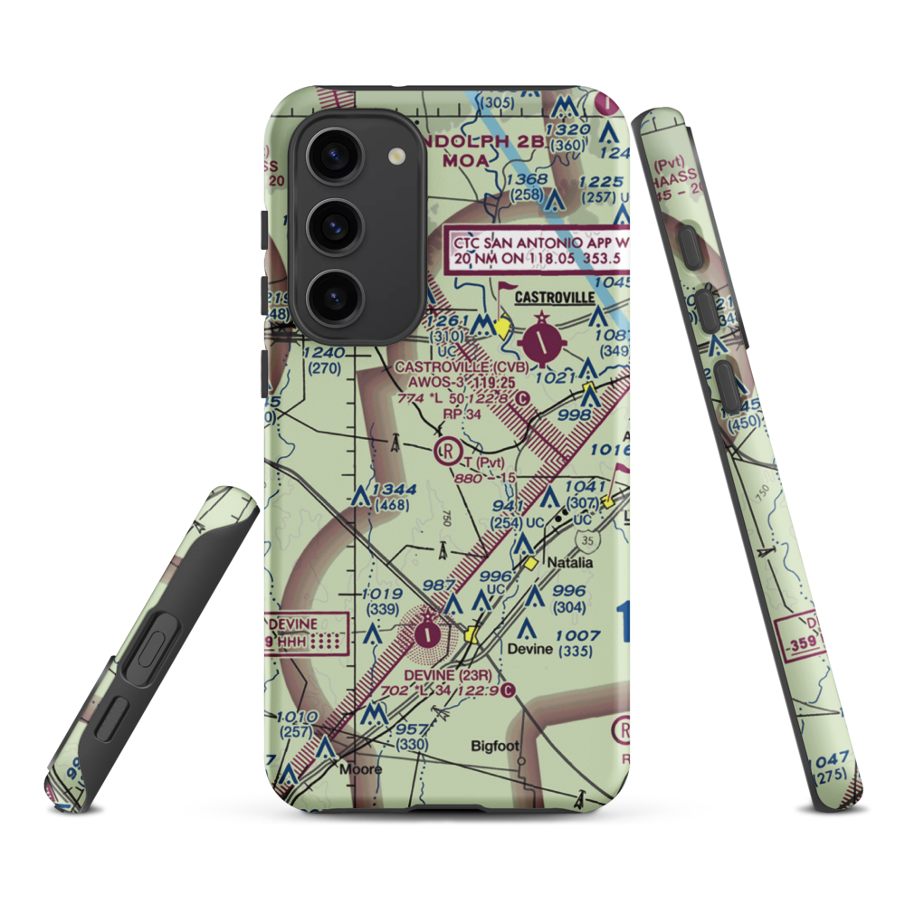 T-Ranch Airport (XS86) VFR Sectional Samsung Phone Case Samsung Galaxy S23 Plus model shown