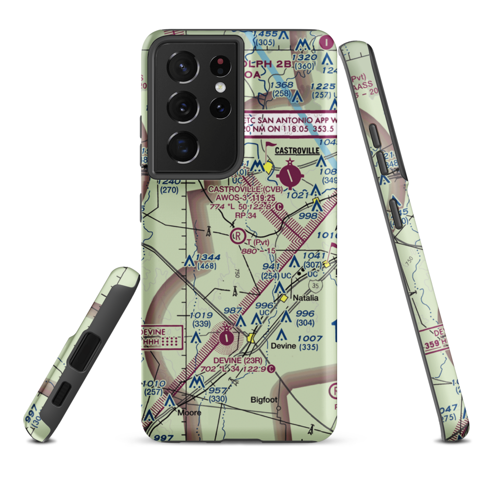 T-Ranch Airport (XS86) VFR Sectional Samsung Phone Case Samsung Galaxy S21 Plus model shown