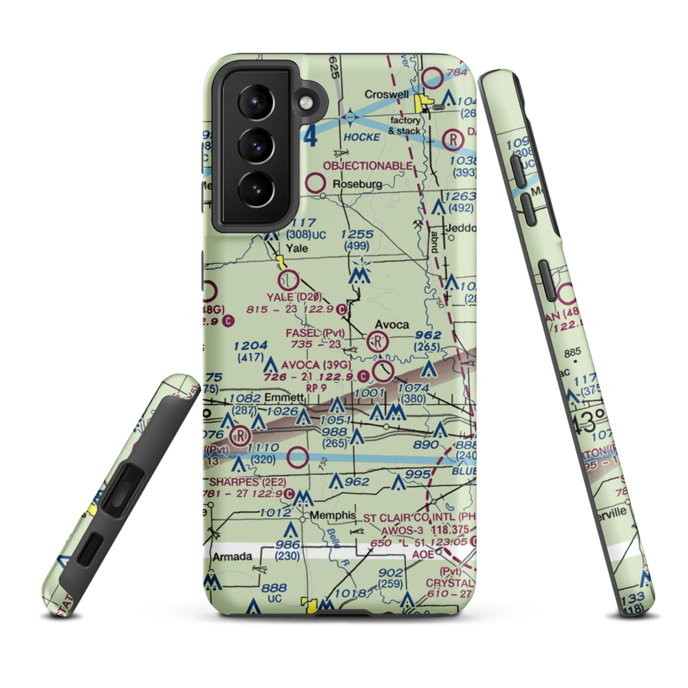 Tackaberry Airport (07D) VFR Sectional Samsung Phone Case Samsung Galaxy S21 Plus model shown