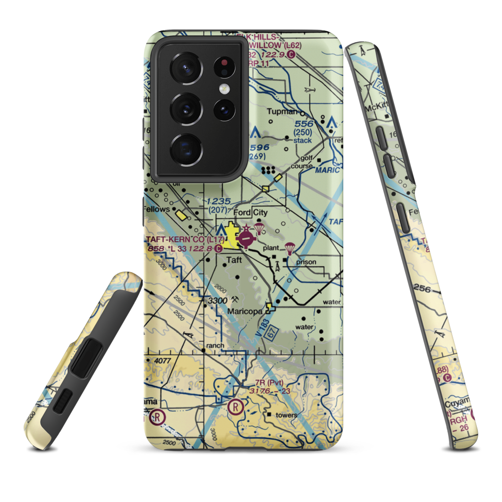 Taft Kern County Airport (L17) VFR Sectional Samsung Phone Case Samsung Galaxy S21 Ultra model shown