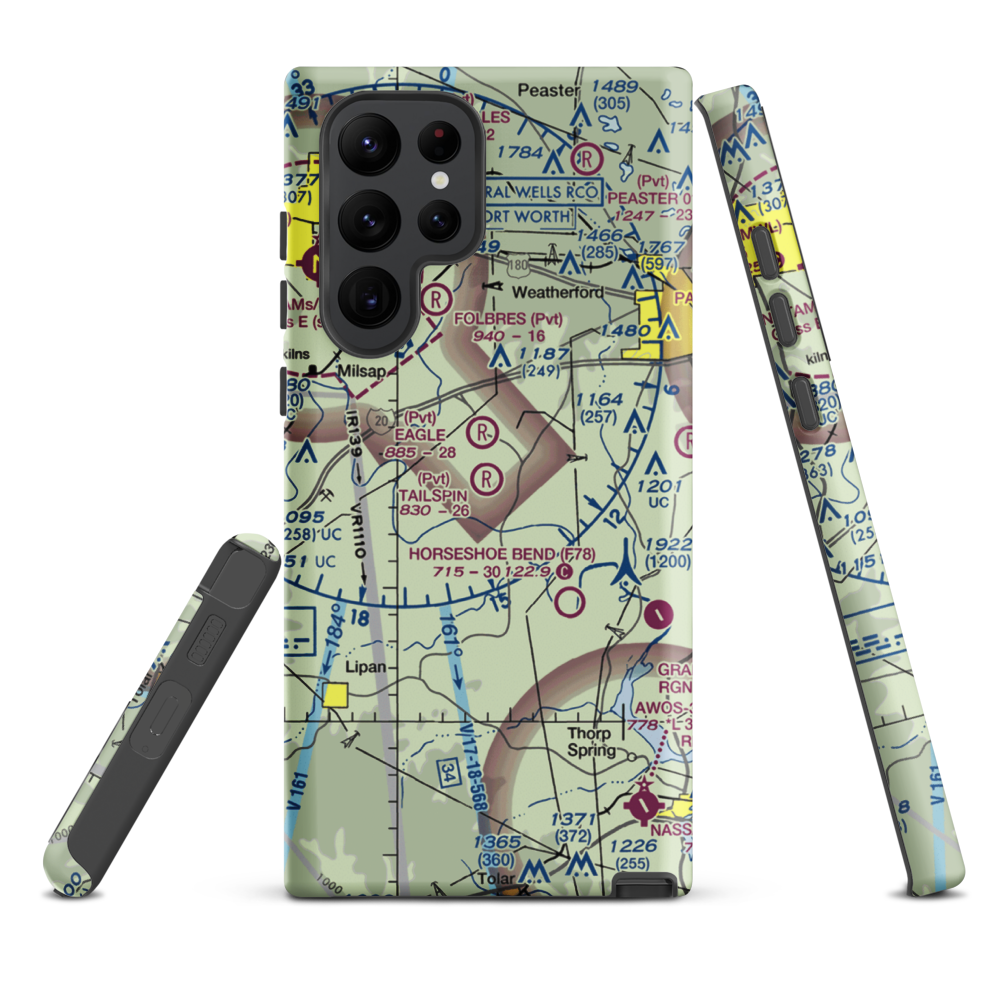 Tailspin Estates Airport (58TX) VFR Sectional Samsung Phone Case Samsung Galaxy S22 Ultra model shown