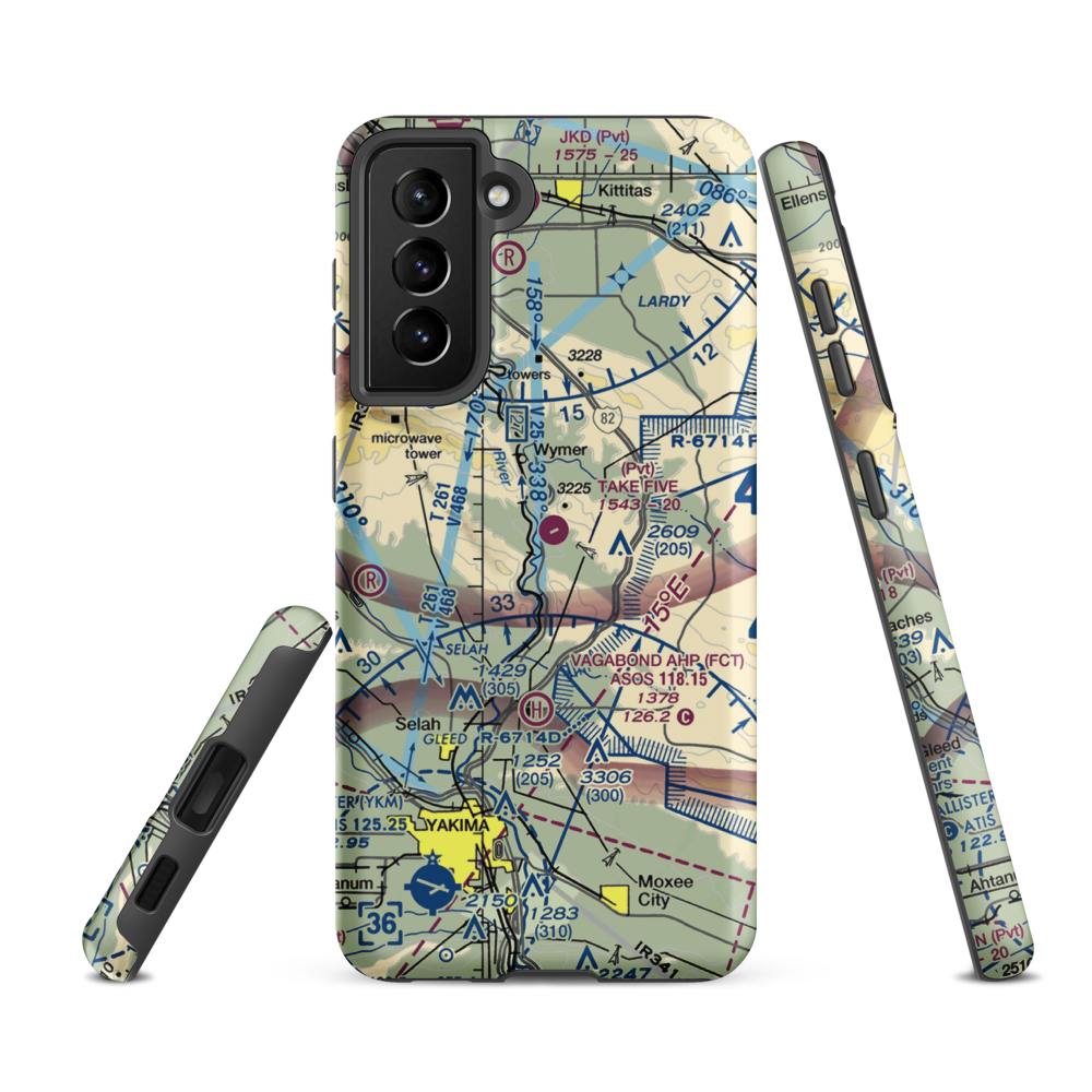 Take Five Airport (WN45) VFR Sectional Samsung Phone Case Samsung Galaxy S21 FE model shown