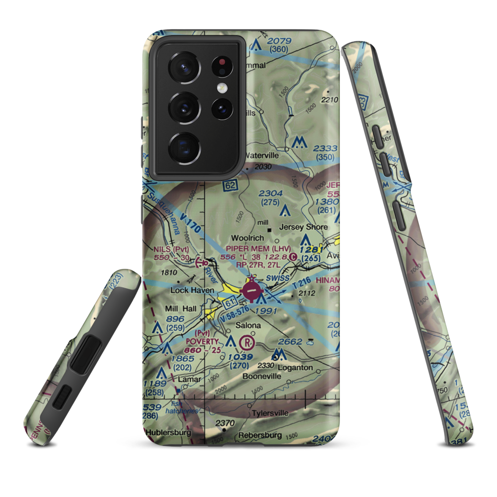 Tall Pines Airfield (6PA8) VFR Sectional Samsung Phone Case Samsung Galaxy S21 Plus model shown