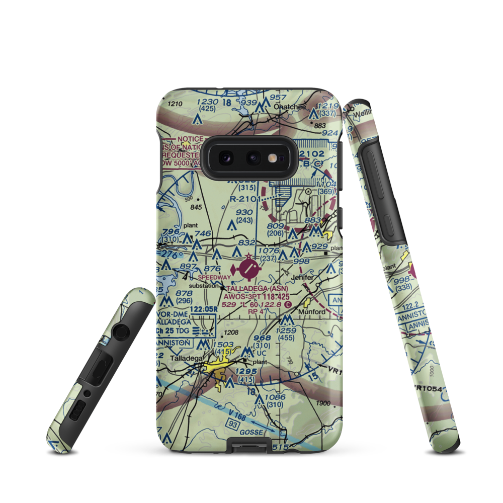Talladega Municipal Airport (ASN) VFR Sectional Samsung Phone Case Samsung Galaxy S10e model shown