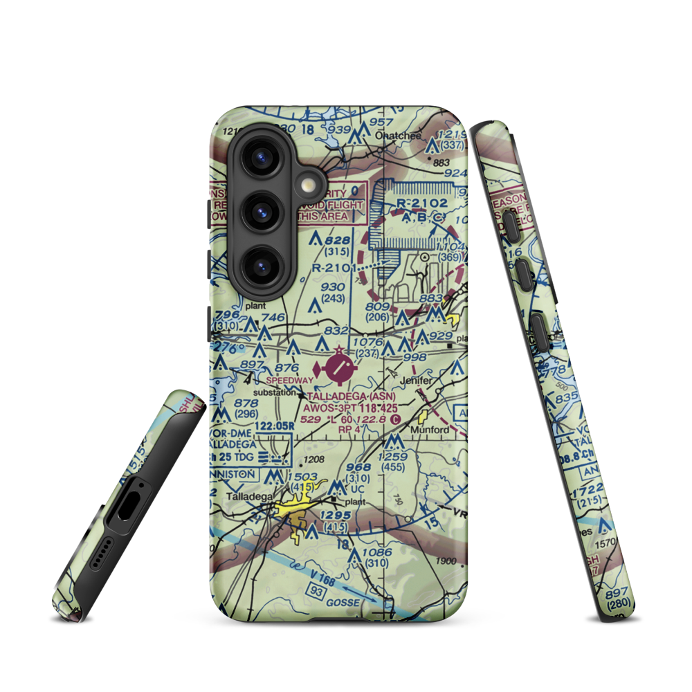 Talladega Municipal Airport (ASN) VFR Sectional Samsung Phone Case Samsung Galaxy S24 model shown