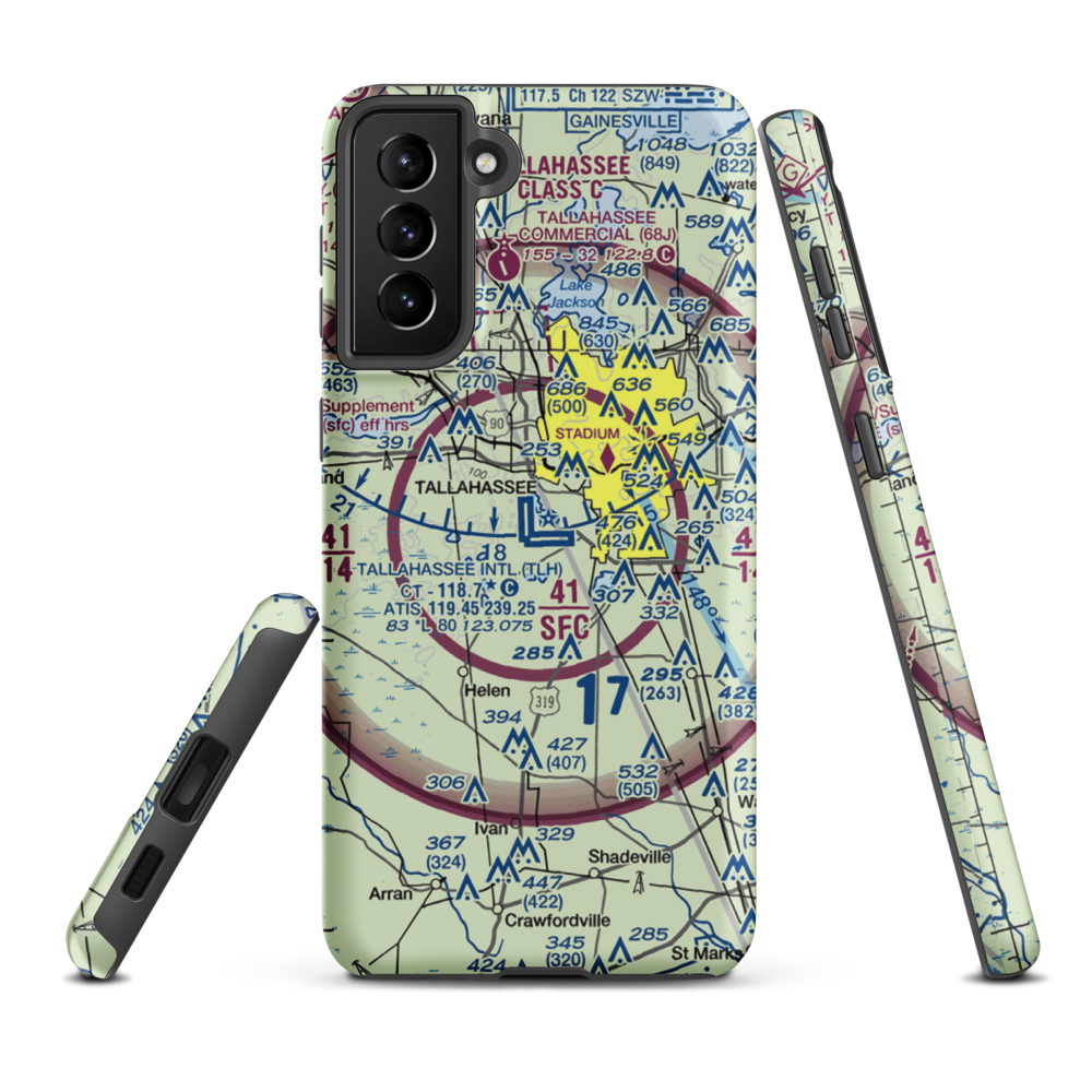 Tallahassee Regional Airport (TLH) VFR Sectional Samsung Phone Case Samsung Galaxy S21 Plus model shown