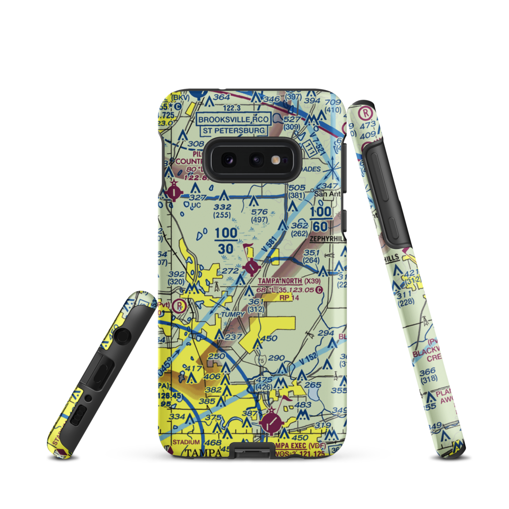 Tampa North Aero Park Airport (X39) VFR Sectional Samsung Phone Case Samsung Galaxy S10 Plus model shown