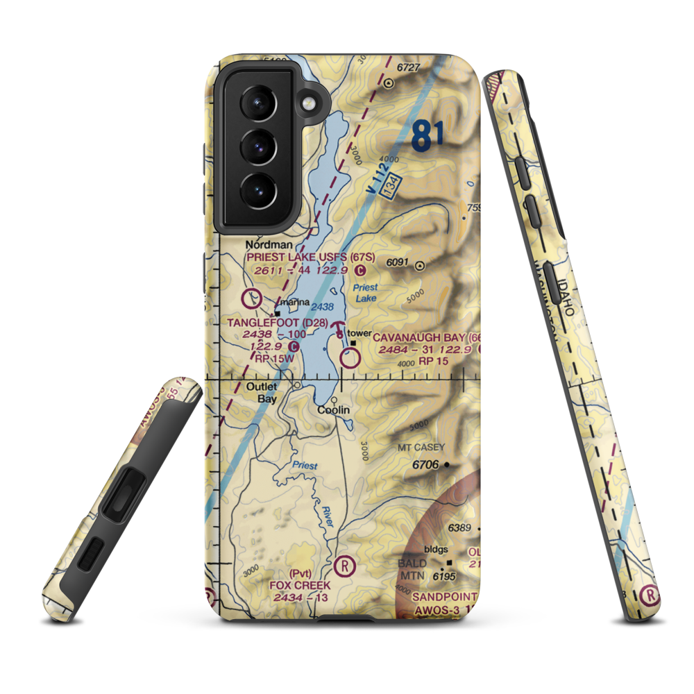Tanglefoot Seaplane Base (D28) VFR Sectional Samsung Phone Case Samsung Galaxy S21 FE model shown