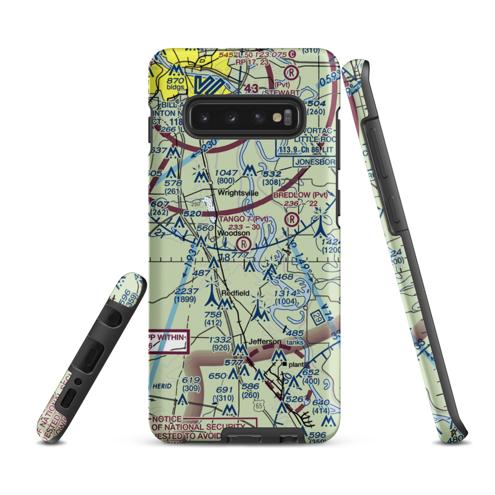 Tango 7 Airport (9AR4) VFR Sectional Samsung Phone Case Samsung Galaxy S10 Plus model shown