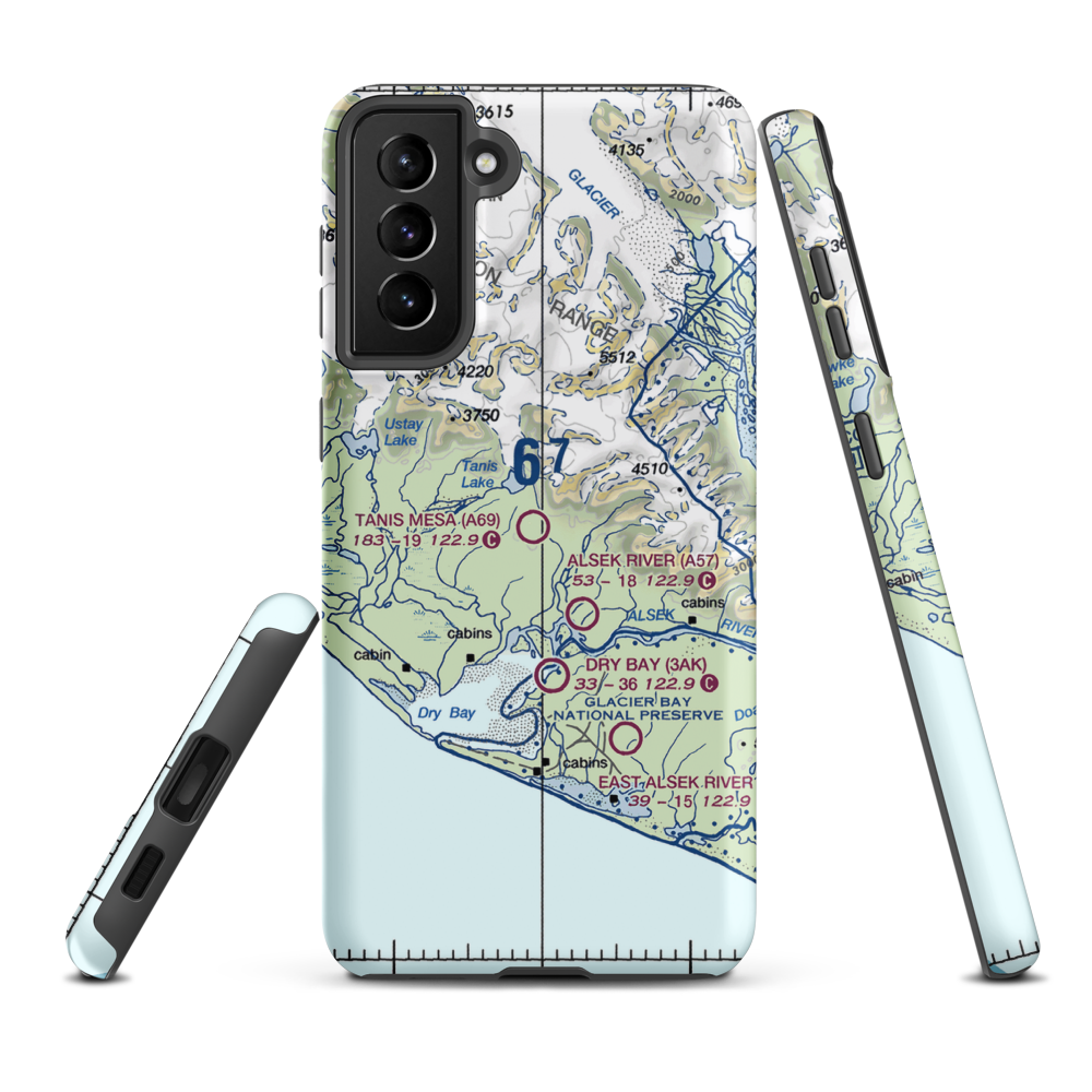 Tanis Mesa Airport (A69) VFR Sectional Samsung Phone Case Samsung Galaxy S21 Plus model shown