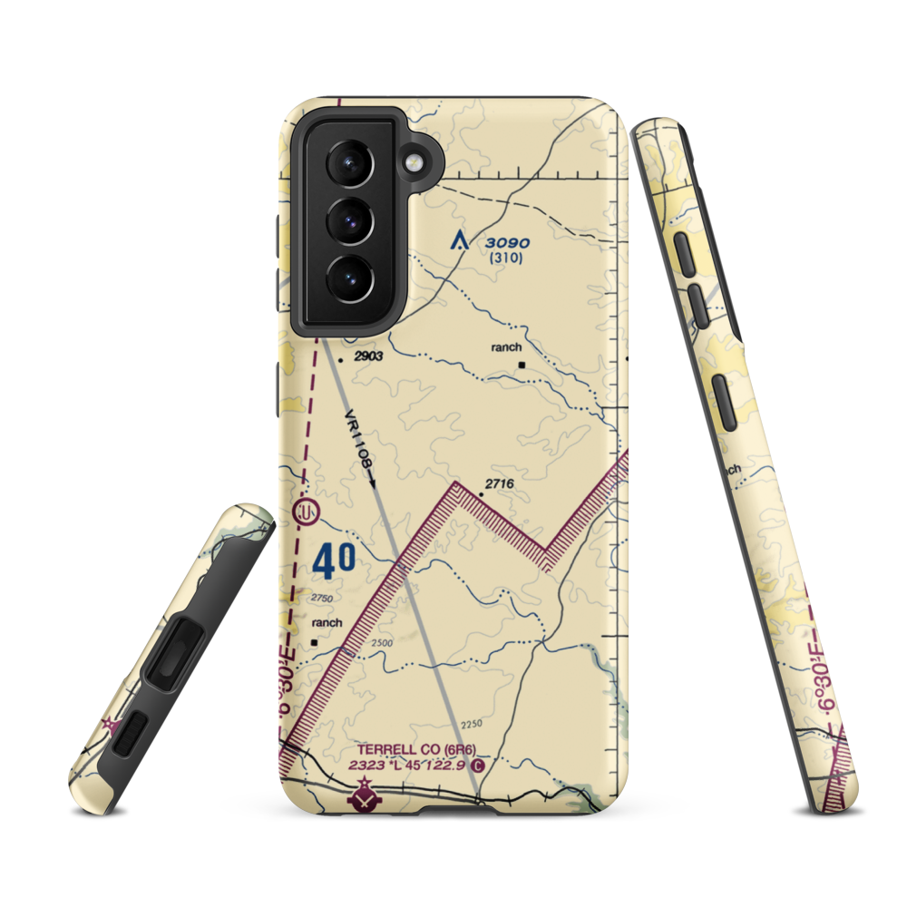 Tate Ranch Airport (0TA3) VFR Sectional Samsung Phone Case Samsung Galaxy S21 Ultra model shown