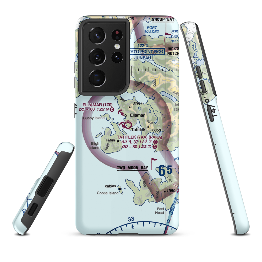 Tatitlek Airport (7KA) VFR Sectional Samsung Phone Case Samsung Galaxy S21 Plus model shown