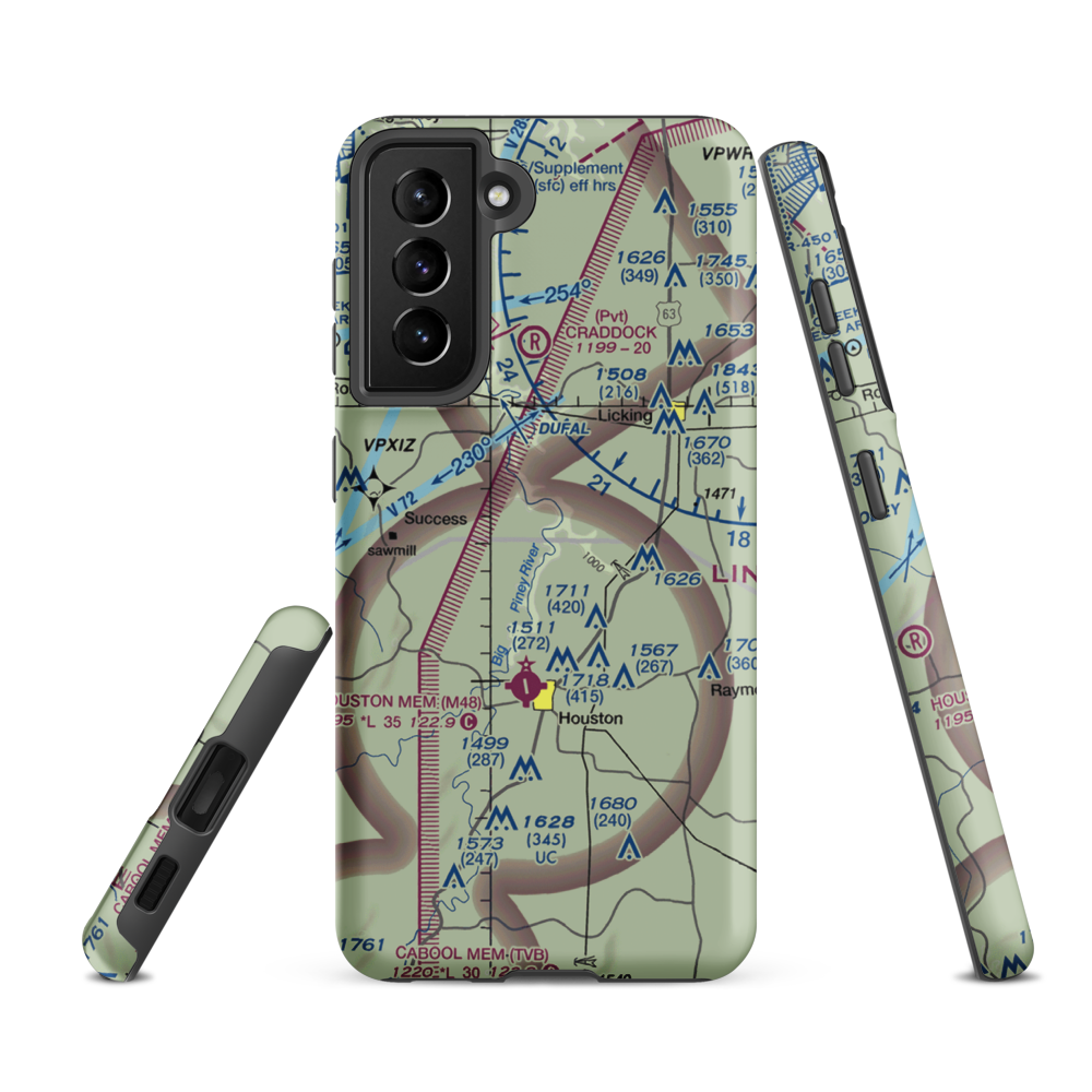 Taus River Ranch Airport (MU86) VFR Sectional Samsung Phone Case Samsung Galaxy S21 FE model shown