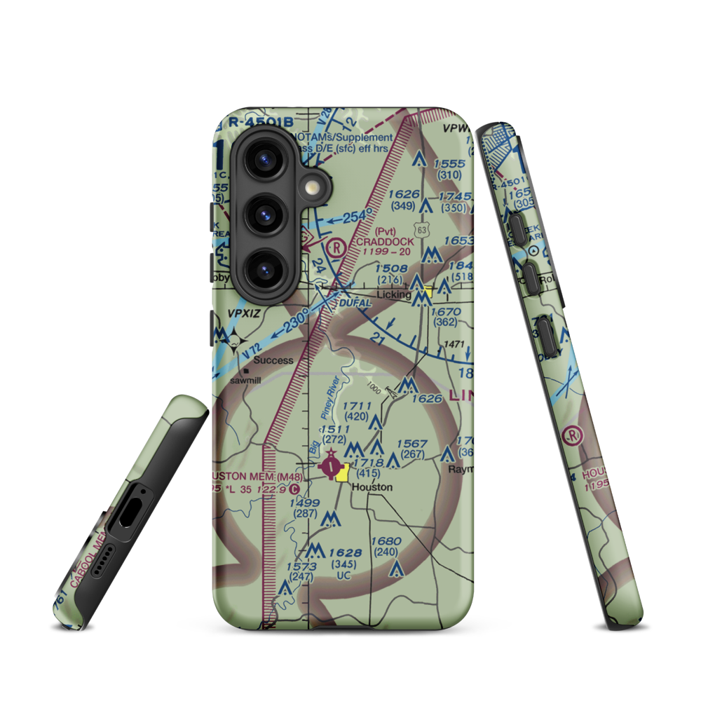 Taus River Ranch Airport (MU86) VFR Sectional Samsung Phone Case Samsung Galaxy S24 model shown