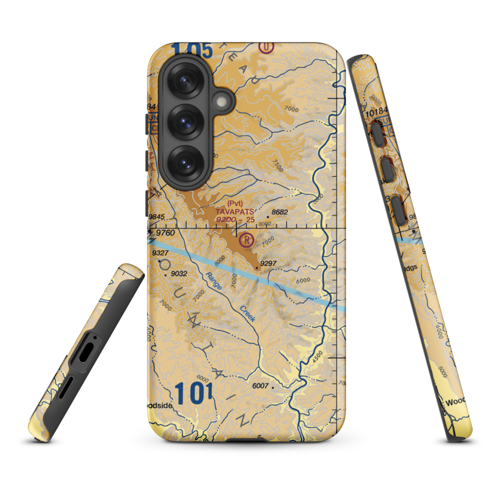 Tavapats Ranch Airport (UT09) VFR Sectional Samsung Phone Case Samsung Galaxy S25 Plus model shown