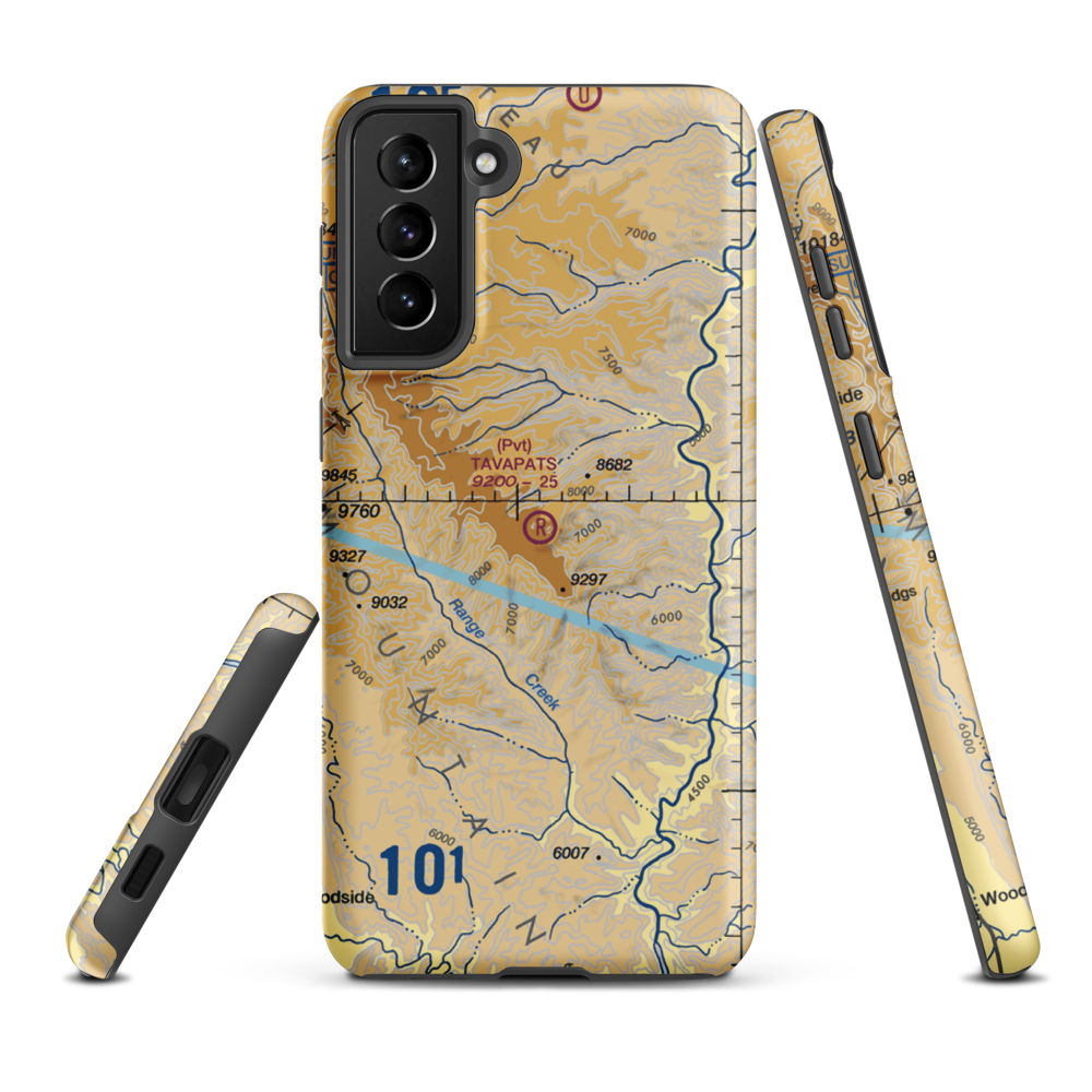Tavapats Ranch Airport (UT09) VFR Sectional Samsung Phone Case Samsung Galaxy S21 FE model shown