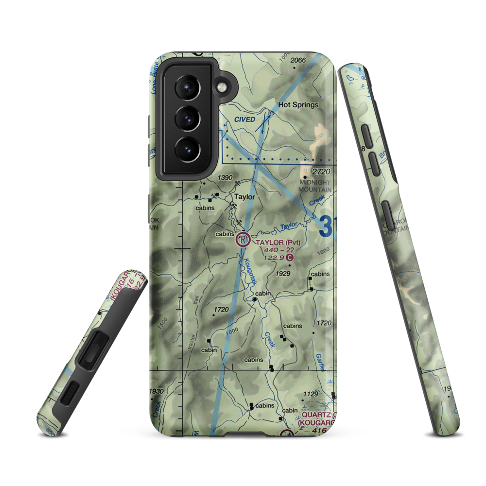 Taylor Airport (TWE) VFR Sectional Samsung Phone Case Samsung Galaxy S21 FE model shown