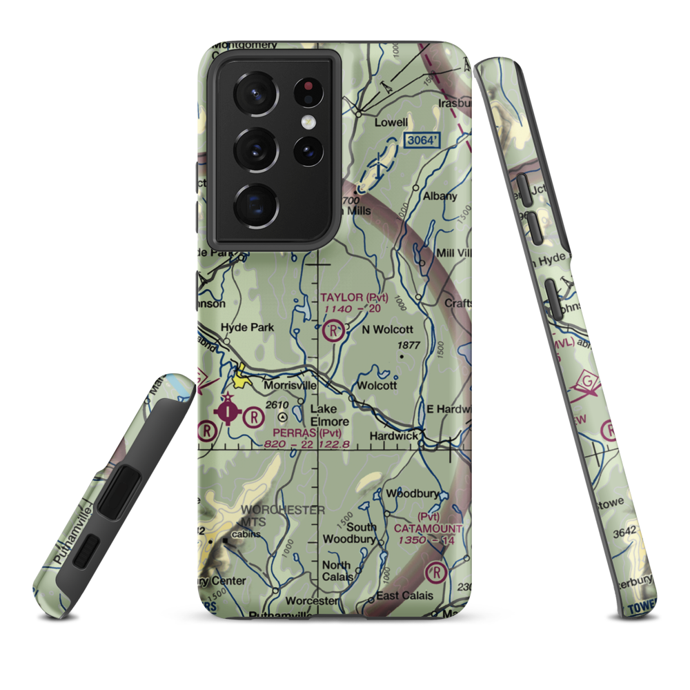Taylor Airport (VT39) VFR Sectional Samsung Phone Case Samsung Galaxy S21 Plus model shown
