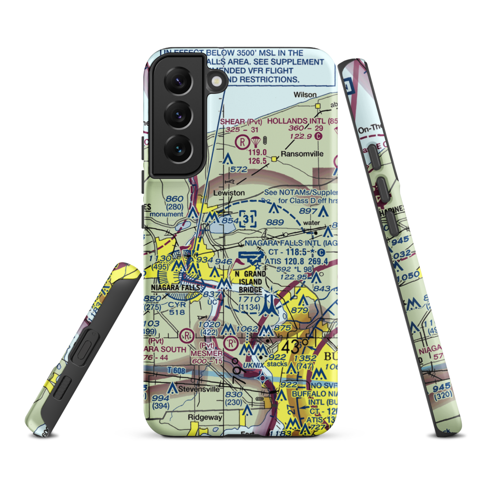 Taylor Johnson Airport (NY24) VFR Sectional Samsung Phone Case Samsung Galaxy S22 Plus model shown