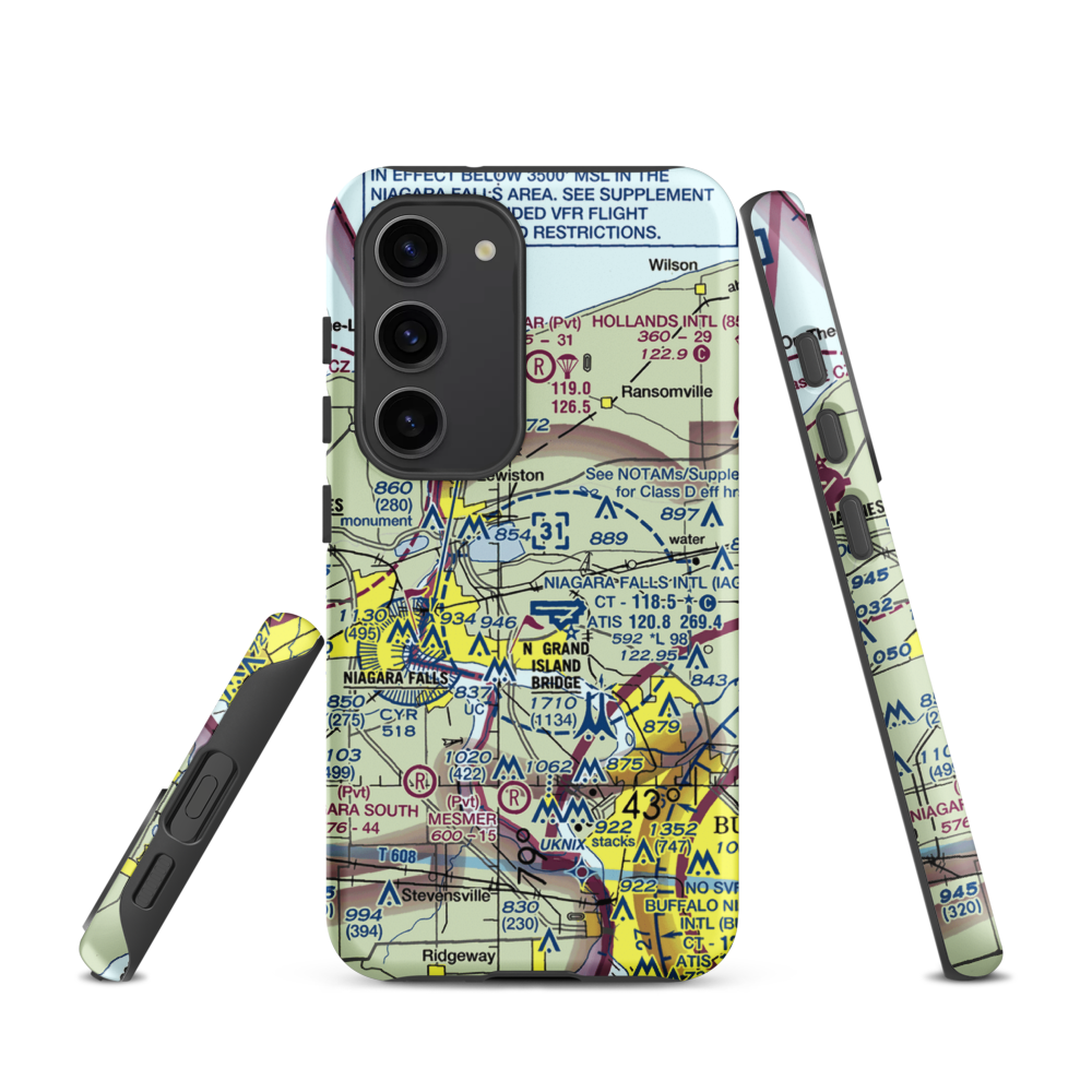 Taylor Johnson Airport (NY24) VFR Sectional Samsung Phone Case Samsung Galaxy S23 model shown
