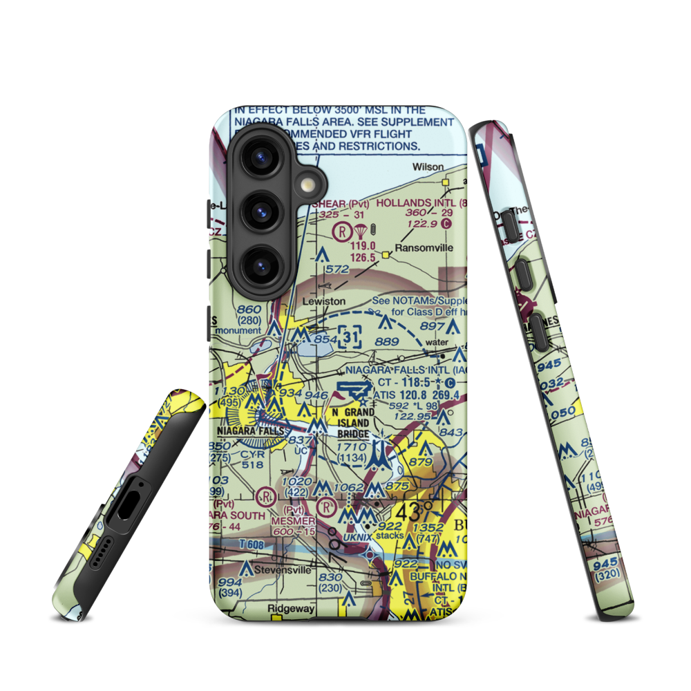 Taylor Johnson Airport (NY24) VFR Sectional Samsung Phone Case Samsung Galaxy S24 model shown