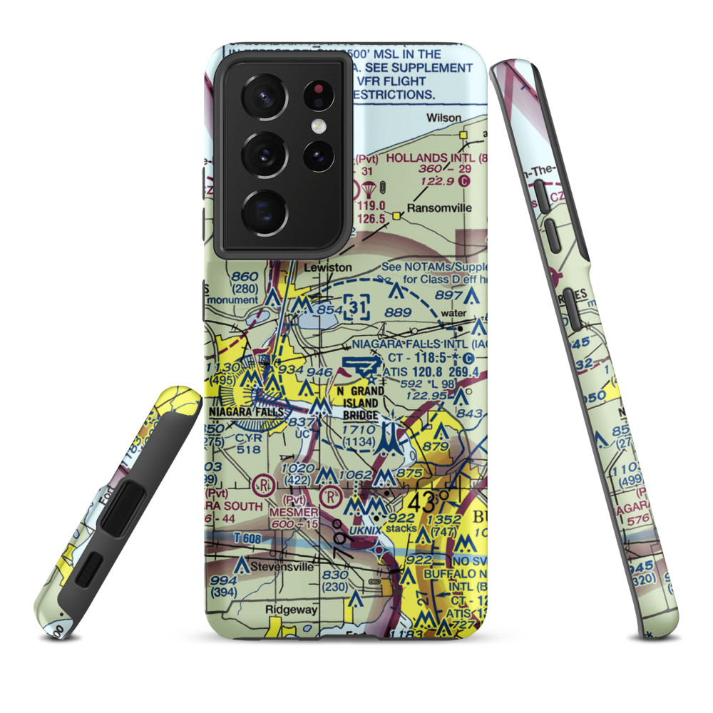 Taylor Johnson Airport (NY24) VFR Sectional Samsung Phone Case Samsung Galaxy S21 Plus model shown