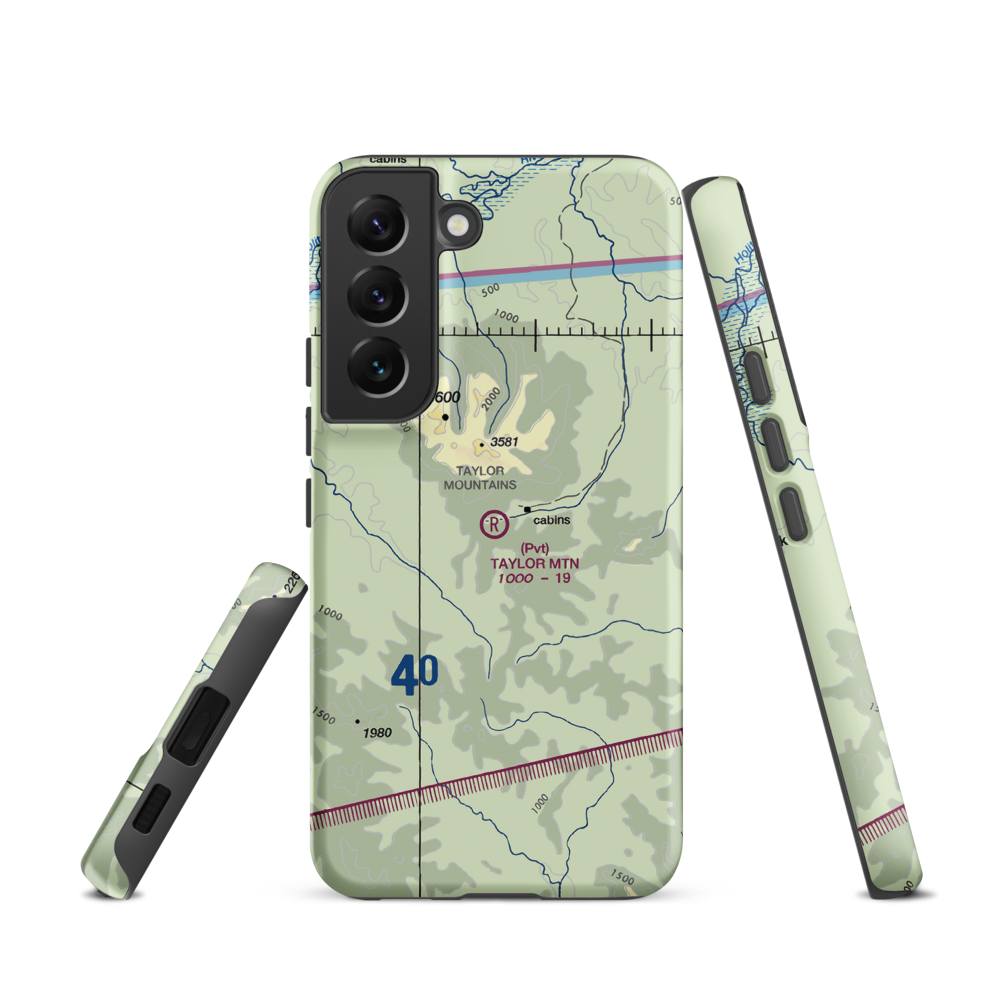 Taylor Mountain Airport (AK64) VFR Sectional Samsung Phone Case Samsung Galaxy S22 model shown