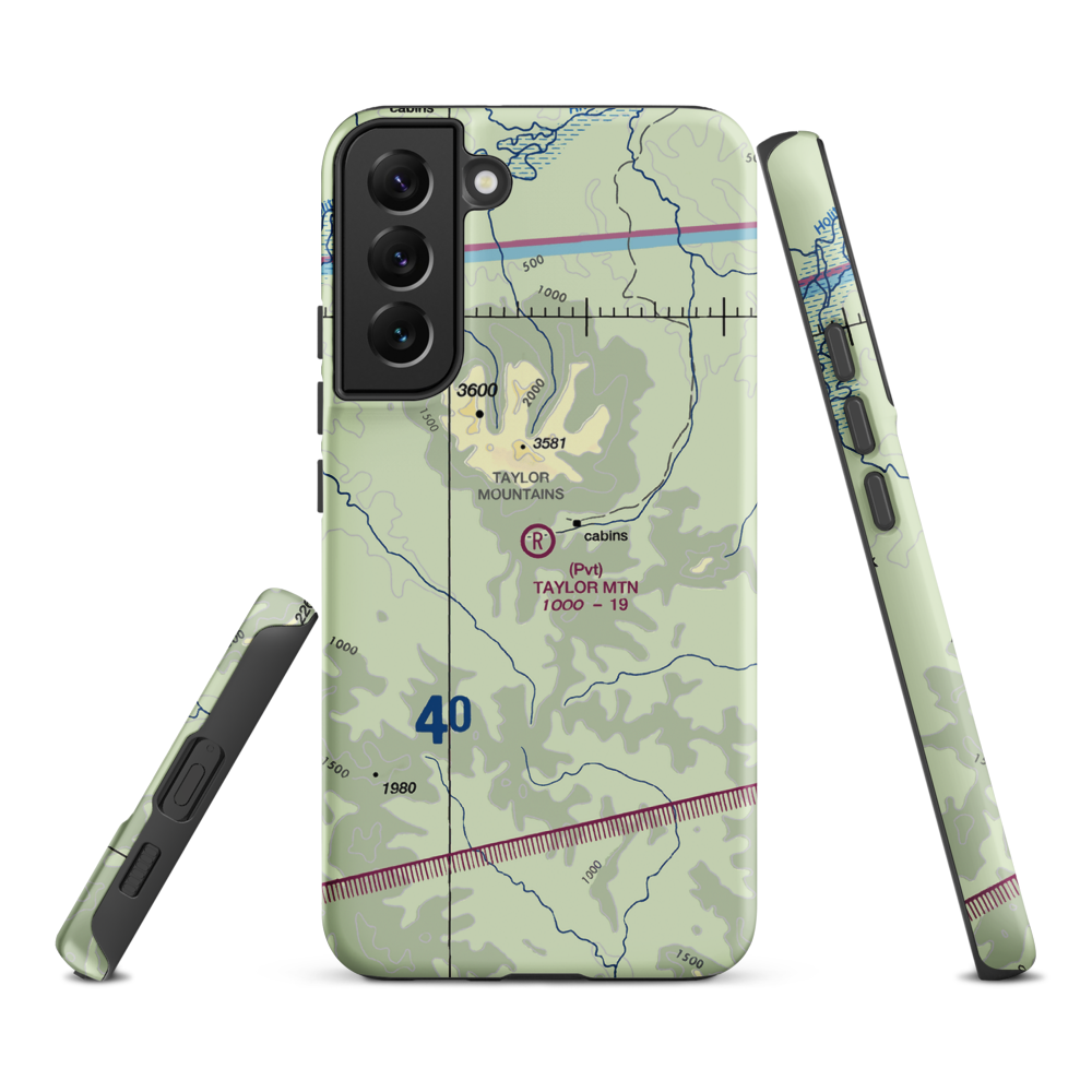 Taylor Mountain Airport (AK64) VFR Sectional Samsung Phone Case Samsung Galaxy S22 Plus model shown