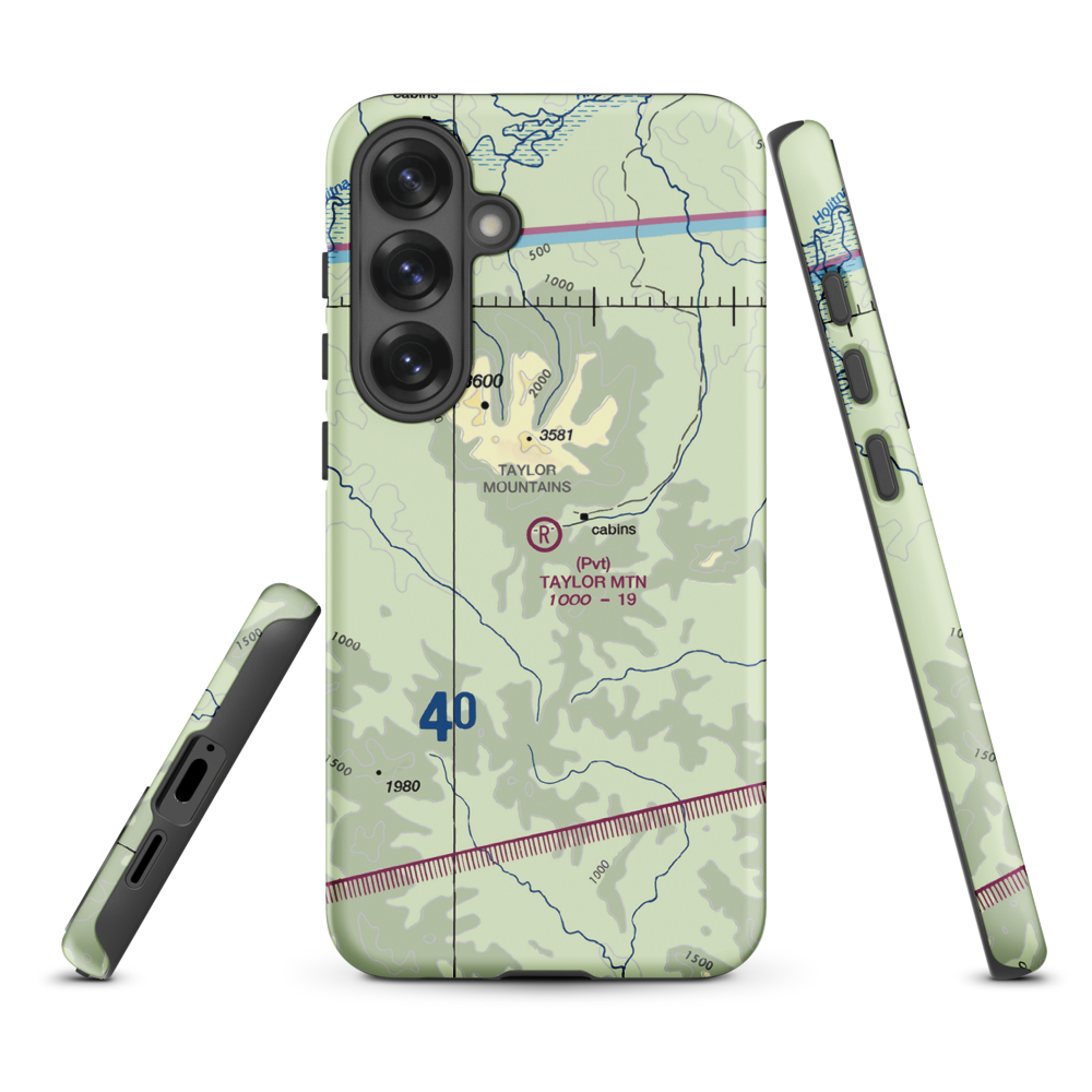 Taylor Mountain Airport (AK64) VFR Sectional Samsung Phone Case Samsung Galaxy S25 Plus model shown