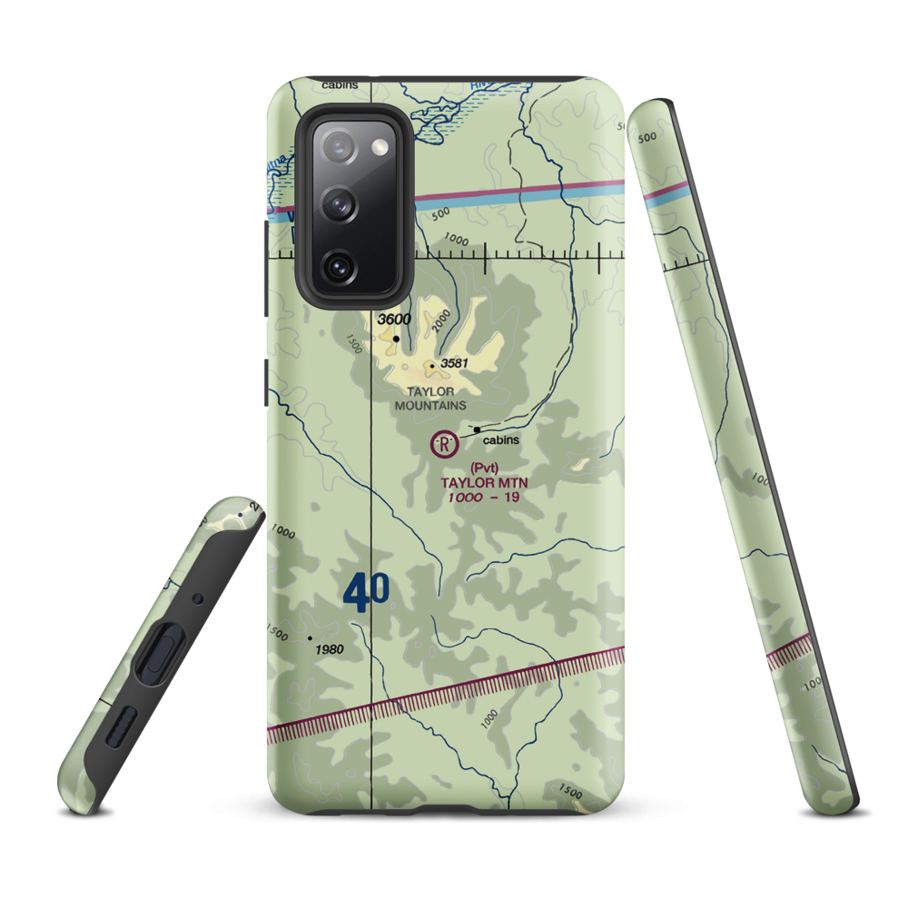 Taylor Mountain Airport (AK64) VFR Sectional Samsung Phone Case Samsung Galaxy S20 FE model shown