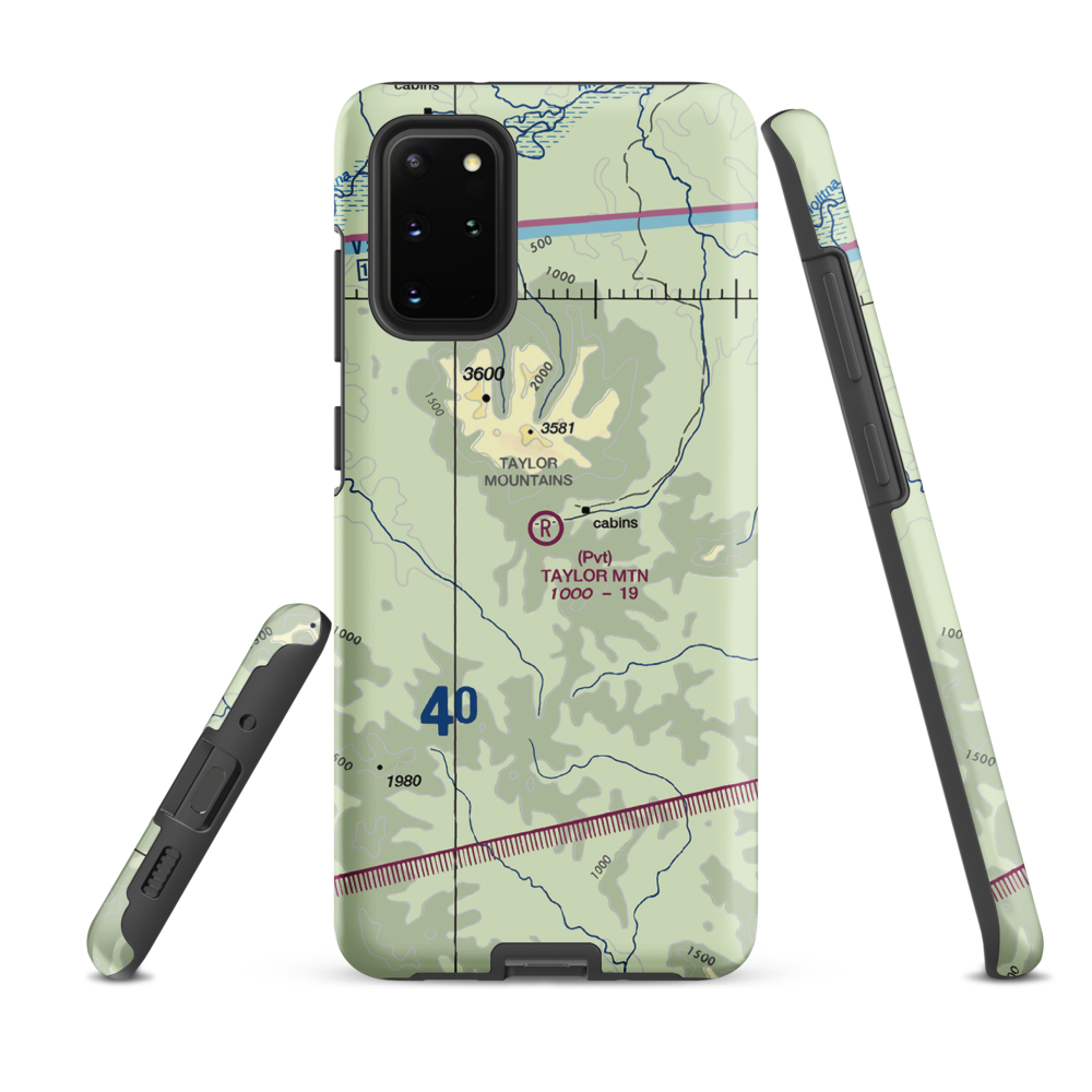 Taylor Mountain Airport (AK64) VFR Sectional Samsung Phone Case Samsung Galaxy S20 Plus model shown