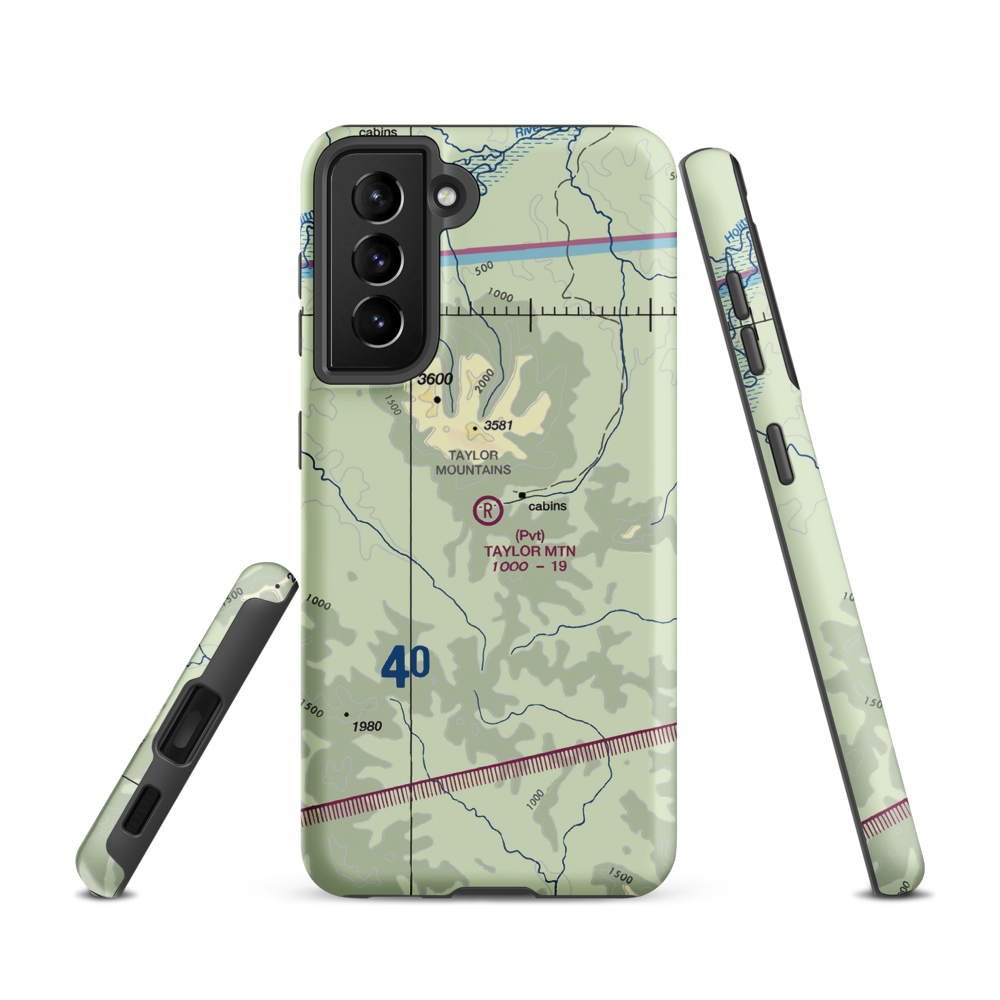 Taylor Mountain Airport (AK64) VFR Sectional Samsung Phone Case Samsung Galaxy S21 model shown